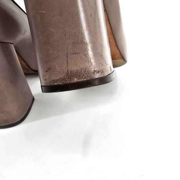 L'Autre Chose Size 7.5US 38EU Women's Square Toe Block Heel Leather Pumps - Picture 5 of 10